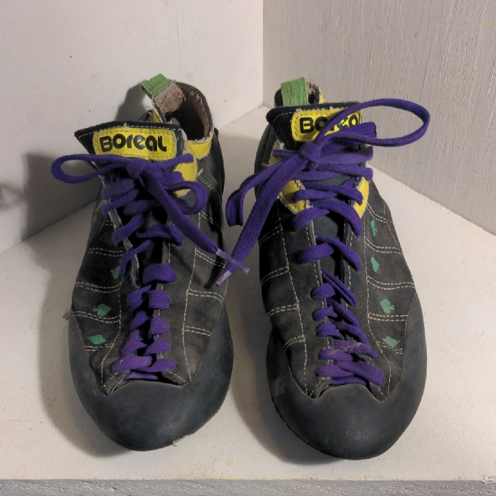 Boreal Purple-Lace Climbing Shoes with Green Accents